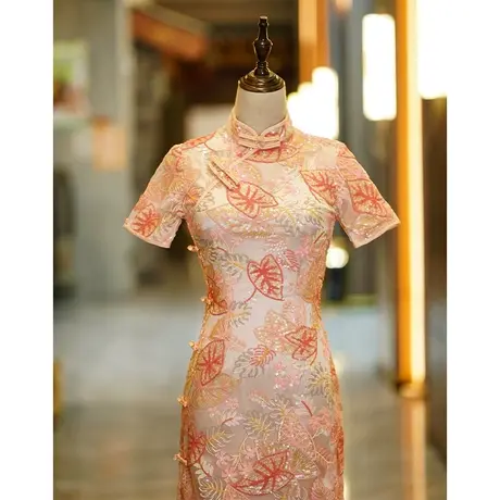 旗袍2023年敬酒服新娘高端气质年轻款订婚结婚礼服回门便装连衣裙商品大图