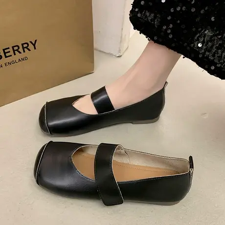 玛丽珍鞋子女款2024年春秋季新款浅口小众平底鞋设计感复古小皮鞋商品大图