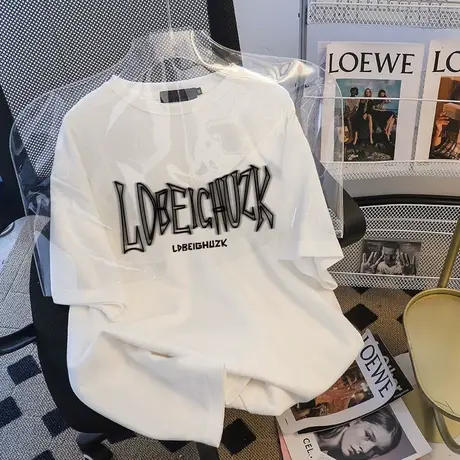 纯棉oversize设计感短袖t恤女夏季新款小众宽松半袖大码上衣体恤商品大图