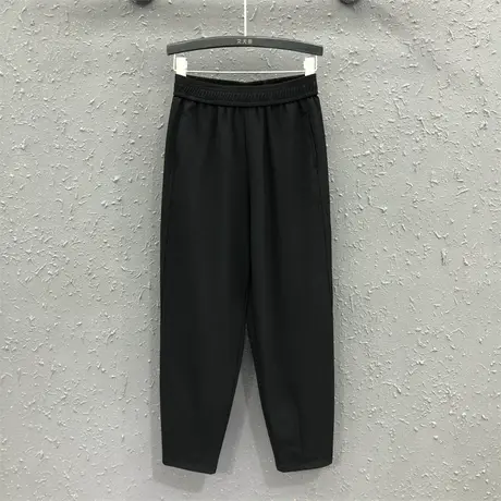 欧货休闲裤女24春夏新款黑色松紧腰萝卜裤宽松显瘦百搭九分哈伦裤图片