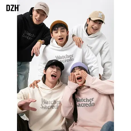 情侣春秋连帽卫衣男2024新款男女同款字母印花上衣套头衫打底衣服商品大图