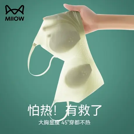 猫人兔耳朵内衣女夏季薄款大胸显小超薄小胸聚拢美背收副乳文胸罩图片