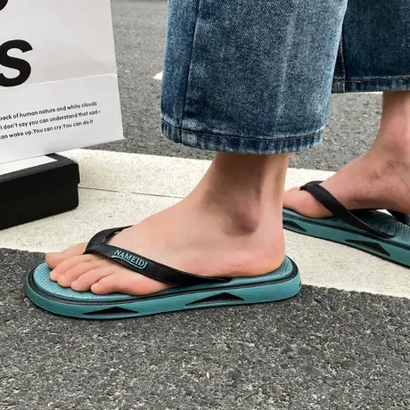 夏季人字拖男户外防滑耐磨厚底夹脚沙滩鞋男士夏天外穿运动凉拖鞋商品大图