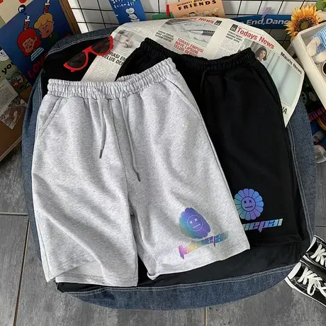 夏季短裤男潮流休闲裤子潮牌中裤宽松五分裤韩版百搭运动灰色卫裤商品大图