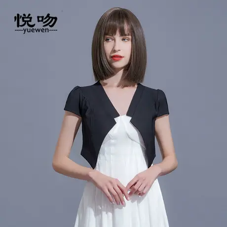 短袖小坎肩女薄短外套2023新款配裙子的外搭开衫小披肩夏百搭短款图片