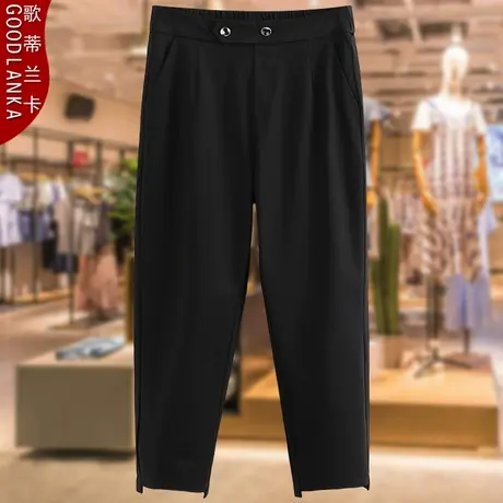 40-50岁中年胖妈妈夏季九分裤女200斤大码时尚显瘦直筒休闲烟管裤商品大图