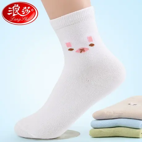 浪莎女童袜子春秋中筒袜儿童学生袜纯棉秋冬厚款中大童女孩全棉袜图片