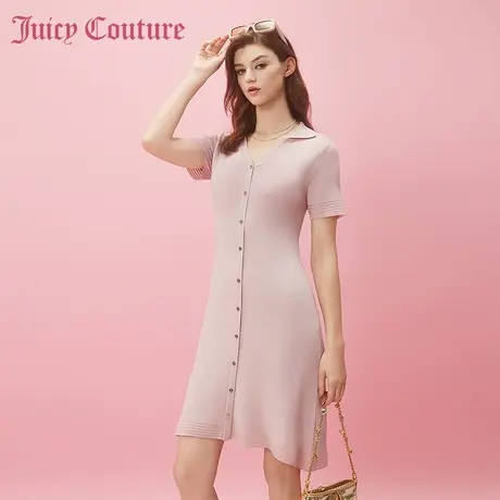 Juicy Couture橘滋2024新款粉樱恋歌纽扣针织连衣裙图片