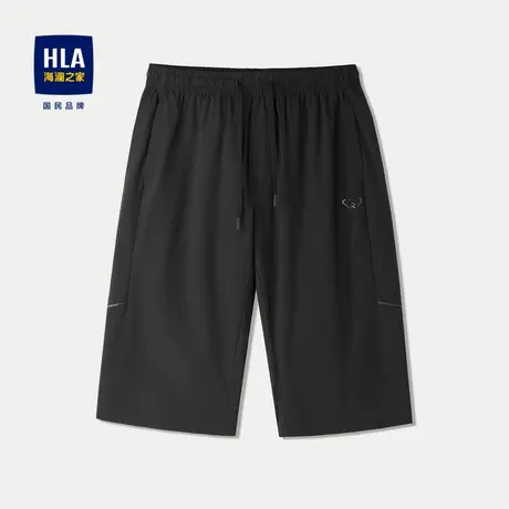 HLA/海澜之家抽绳系带休闲中裤2024春夏新款弹力运动风七分裤子男图片