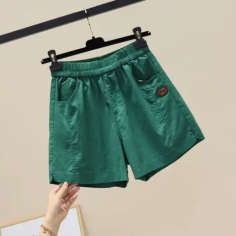 棉质阔腿A字短裤女夏季薄款2023新款松紧直筒裤子宽松显瘦休闲裤商品大图