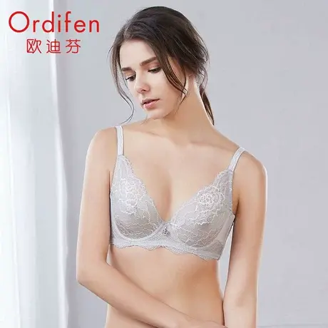 欧迪芬商场同款性感蕾丝内衣女大胸显小薄款防下垂收副乳无痕美背商品大图