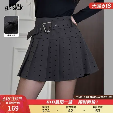 妖精的口袋蝴蝶结高腰百褶半身裙女2025年春季新款学院风a字短裙图片