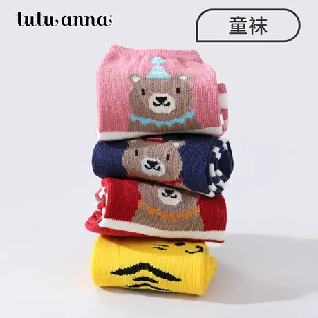 tutuanna春夏儿童袜子 可爱小动物刺绣印花棉质透气儿童短袜商品大图