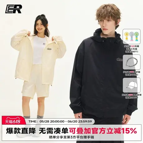 【UPF50+】ER字母印花2025夏季新款潮牌宽松情侣休闲外套男女同款商品大图
