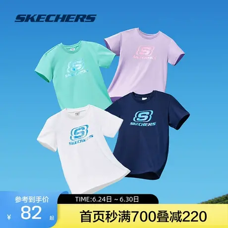 斯凯奇童装运动服男女童短袖T恤2024夏季新款儿童简约运动上衣图片