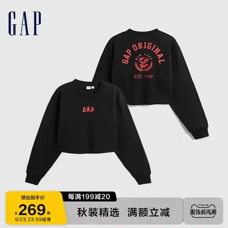 【欧阳娜娜同款】Gap女装秋季2023新款LOGO套头卫衣891358上衣图片
