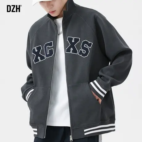 男士拉链卫衣外套男潮高级感宽松慵懒风上衣秋季针织开衫2023新款商品大图