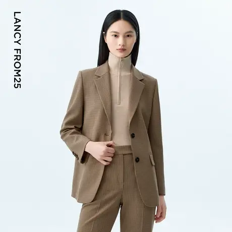 LANCY/朗姿2023秋季新款千鸟格西装外套女OL职业高端西服上衣女商品大图