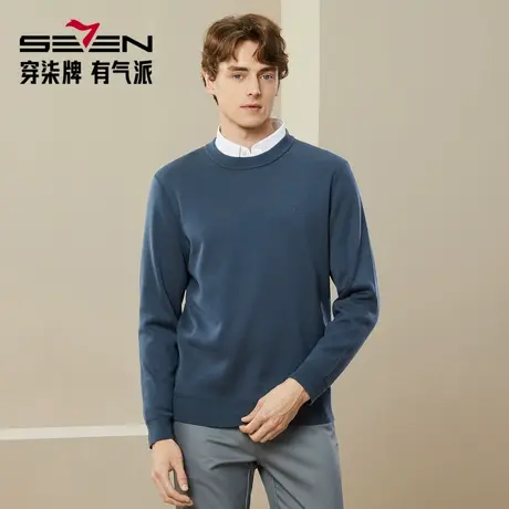【可机洗毛衫】柒牌男装清仓毛衣男冬季时尚休闲含羊毛圆领针织衫图片