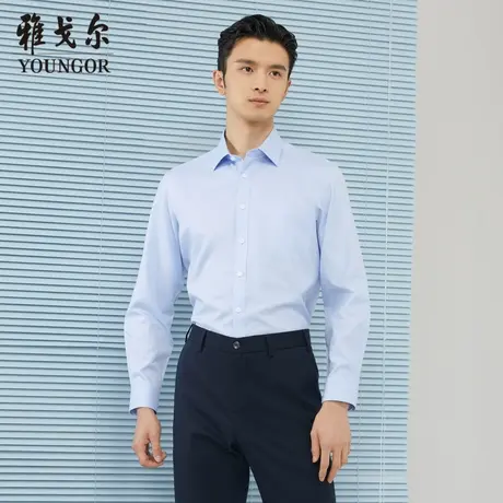 雅戈尔奥莱 商场同款男士长袖衬衫秋季新款官方商务休闲免烫衬衫商品大图