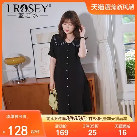 蓝若水大码轻熟风显瘦穿搭赫本裙胖MM夏装气质减龄法式连衣裙女商品大图