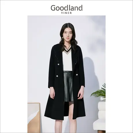 【美丽诺羊毛】音儿美地女装2022冬季新款系带赫本风羊毛呢外套图片