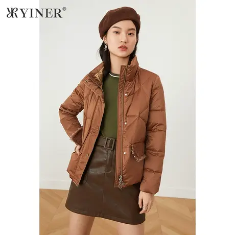 YINER音儿女装2021秋季新款通勤OL白鸭绒羽绒服商品大图