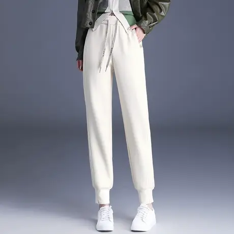 加绒宽松卫裤系带松紧腰休闲裤女秋冬季厚款长裤2023新款运动裤子商品大图