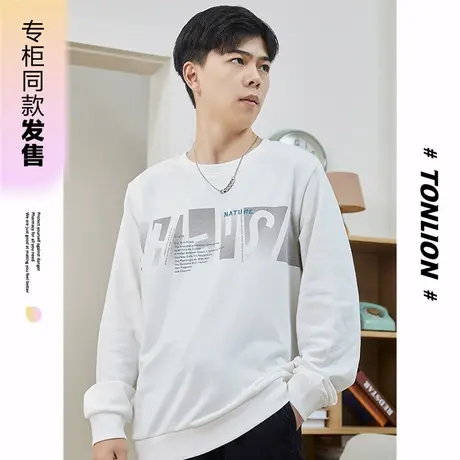 [商场同款]唐狮春秋季男士卫衣前胸大字母套头卫衣休闲宽松潮流图片