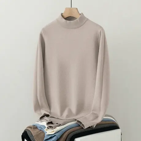 半高领毛衣男秋冬季保暖一体绒针织衫打底衫加绒加厚中领毛衫线衣商品大图