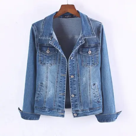 牛仔外套女春秋短款修身韩版新款显瘦长袖牛仔服上衣弹力9682商品大图