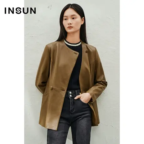 INSUN恩裳线上专选春季绵羊皮短款皮衣外套商品大图