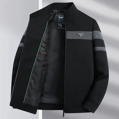 秋冬呢子外套男士立领夹克冬装新款加厚休闲短款茄克拼接外套男装商品大图