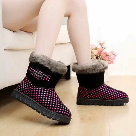 东北加厚雪地靴女短筒棉鞋女高帮冬季加厚厚底防水防滑户外棉靴子图片
