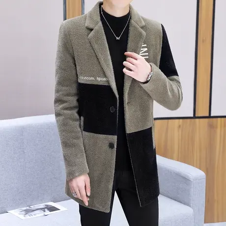 男士毛呢大衣冬季中长款风衣修身呢子外套潮流休闲男装痞帅上衣服商品大图