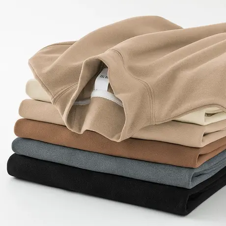 300g重磅双面德绒t恤男士长袖半高领内搭打底衫保暖中领秋衣小衫图片