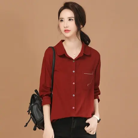 韩潮袭人复古刺绣长袖衬衣2024春季新款女士衬衫设计感小众图片