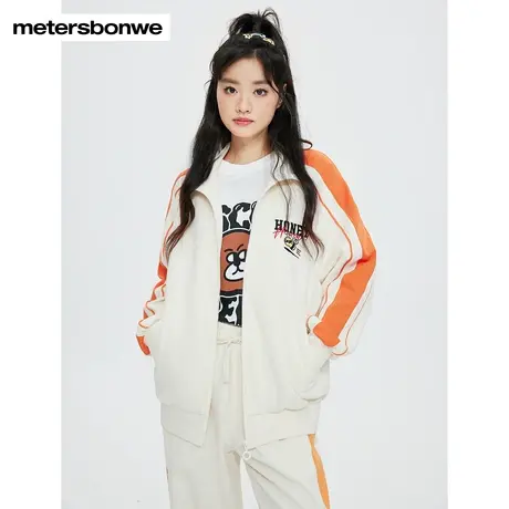 美特斯邦威卫衣男女同款2023秋季新品MT蜜蜂熊绣花学院风针织开衫图片