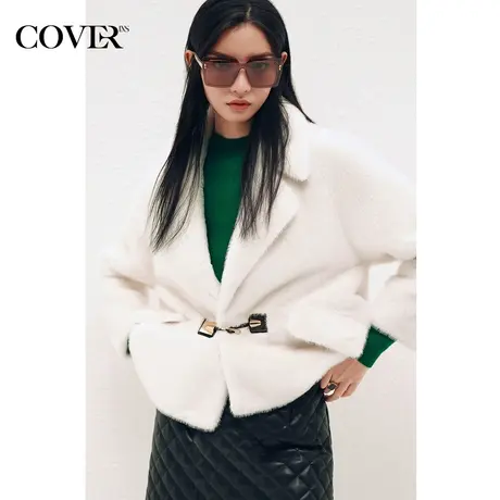 【昕怡粉丝专享】恩裳COVER冬季白色金貂绒百搭短外套商品大图
