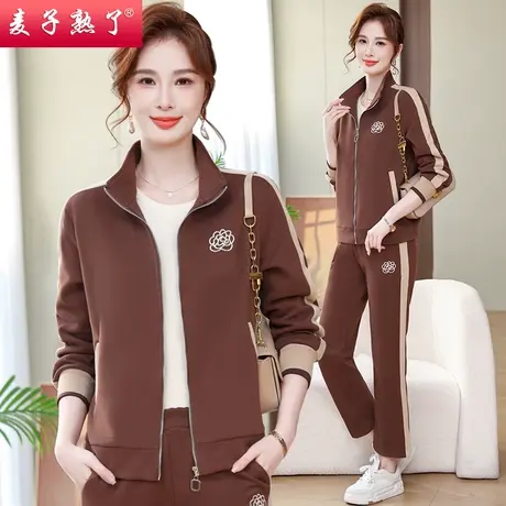 中年妈妈春装运动套装时尚休闲两件套中老年运动服女秋冬上衣洋气商品大图