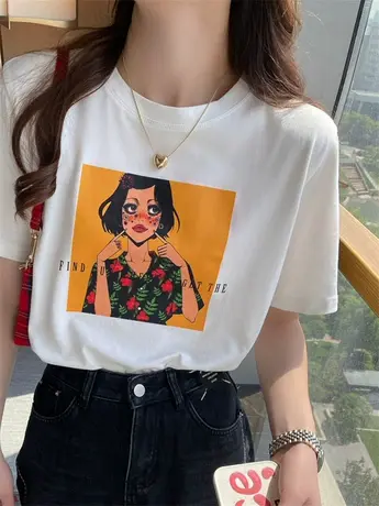 白色重磅纯棉质感短袖t恤女夏季美式复古高级感别致漂亮百搭上衣图片