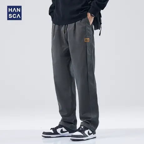 hansca直筒休闲裤男秋季美式重磅复古潮牌宽松运动工装拖地长裤子商品大图