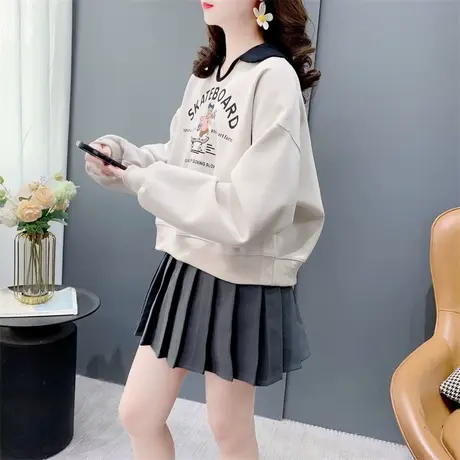 超火短款小个子卡通卫衣女春季2024年新款洋气减龄百搭高级感上衣商品大图