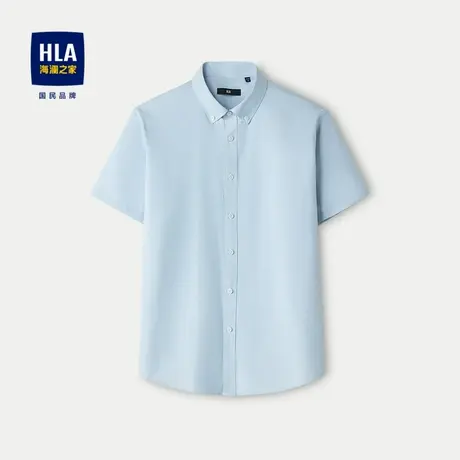 HLA/海澜之家条纹短袖休闲衬衫24春夏新款舒适透气时尚扣领衬衣男商品大图