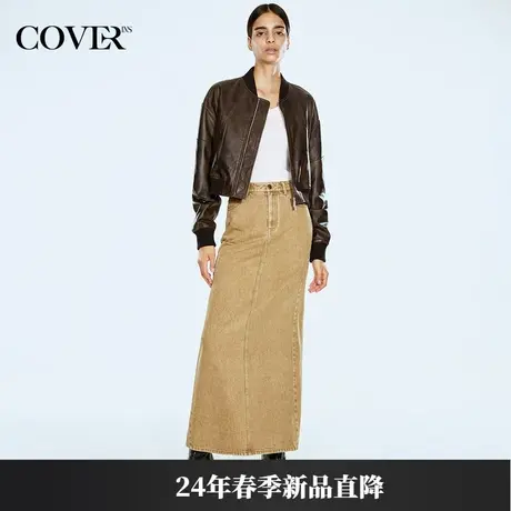 COVER2024春款绵羊皮vintage短款夹克皮衣图片