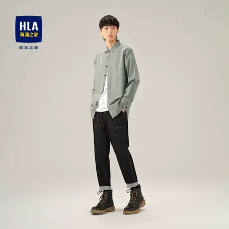 HLA/海澜之家SPRINTING SMILE长袖休闲衬衫23秋冬新含莱赛尔衬衣图片