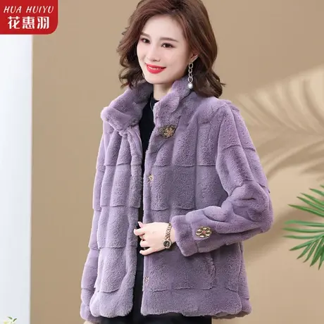 高贵洋气水貂绒外套女秋冬2022年新款妈妈冬装短款连加厚棉袄上衣图片