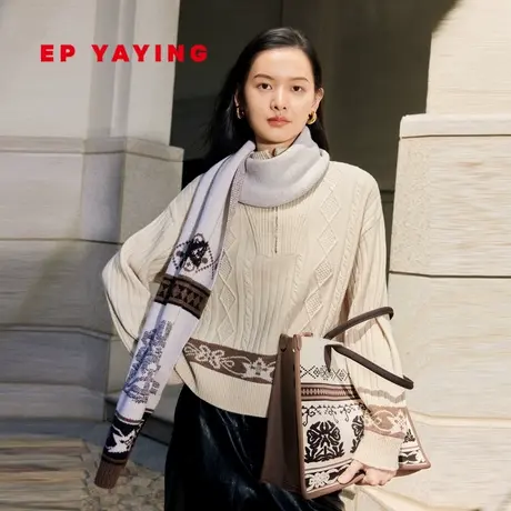 [牦牛绒]EP YAYING雅莹女装 拉链领长袖针织衫 2023秋冬新款9536A商品大图