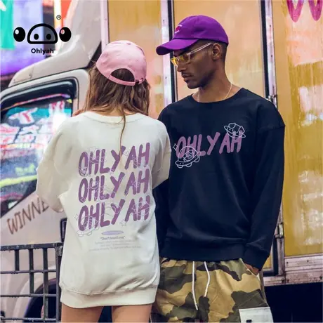 秋季衣服简约字母印花圆领卫衣男女宽松潮牌ins欧美街头情侣外套商品大图