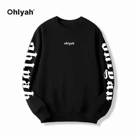 Ohlyah国潮美式复古印花无帽卫衣女oversize小众高街潮牌ins薄款商品大图